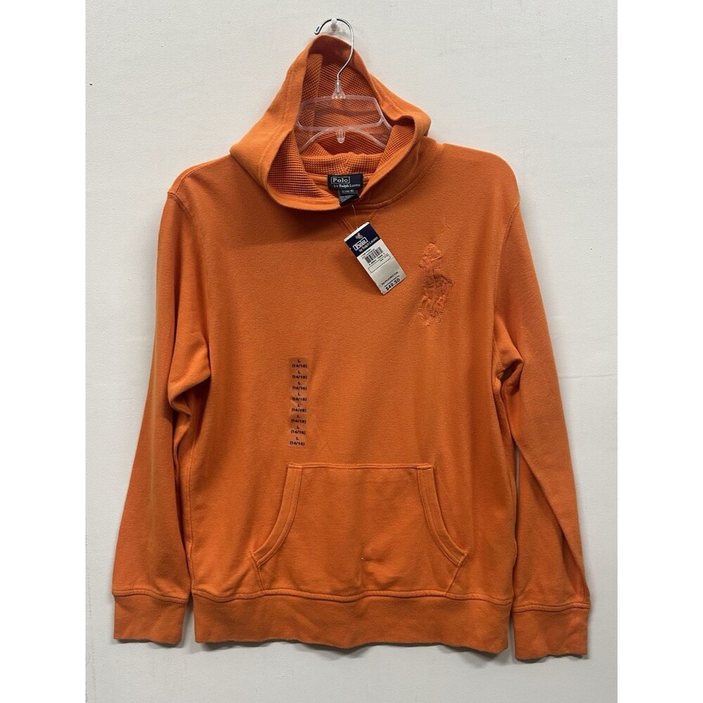 Ralph Lauren boys size large 14 16 orange hoodie long sleeve new - Picture 2 of 7